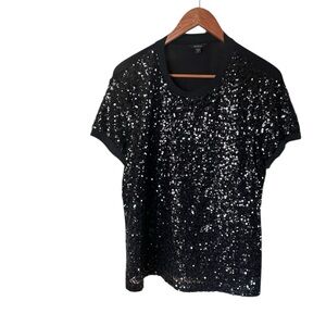 Guess Black Sequin Short Sleeve Top